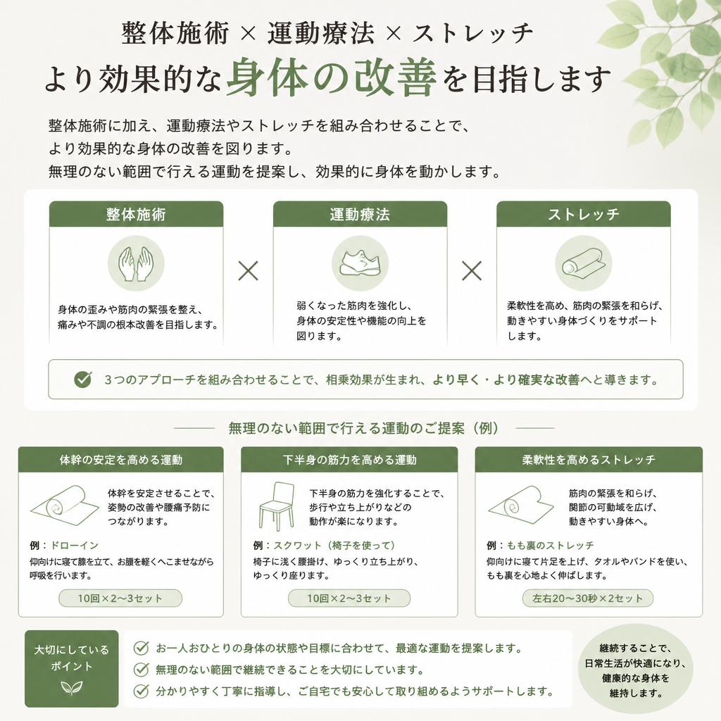 運動療法とストレッチの併用