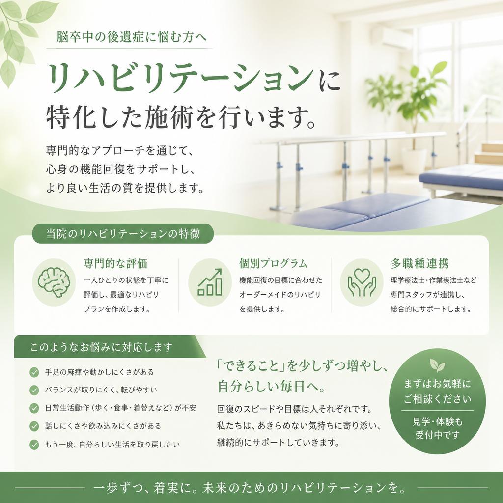 脳卒中後のリハビリテーションに特化