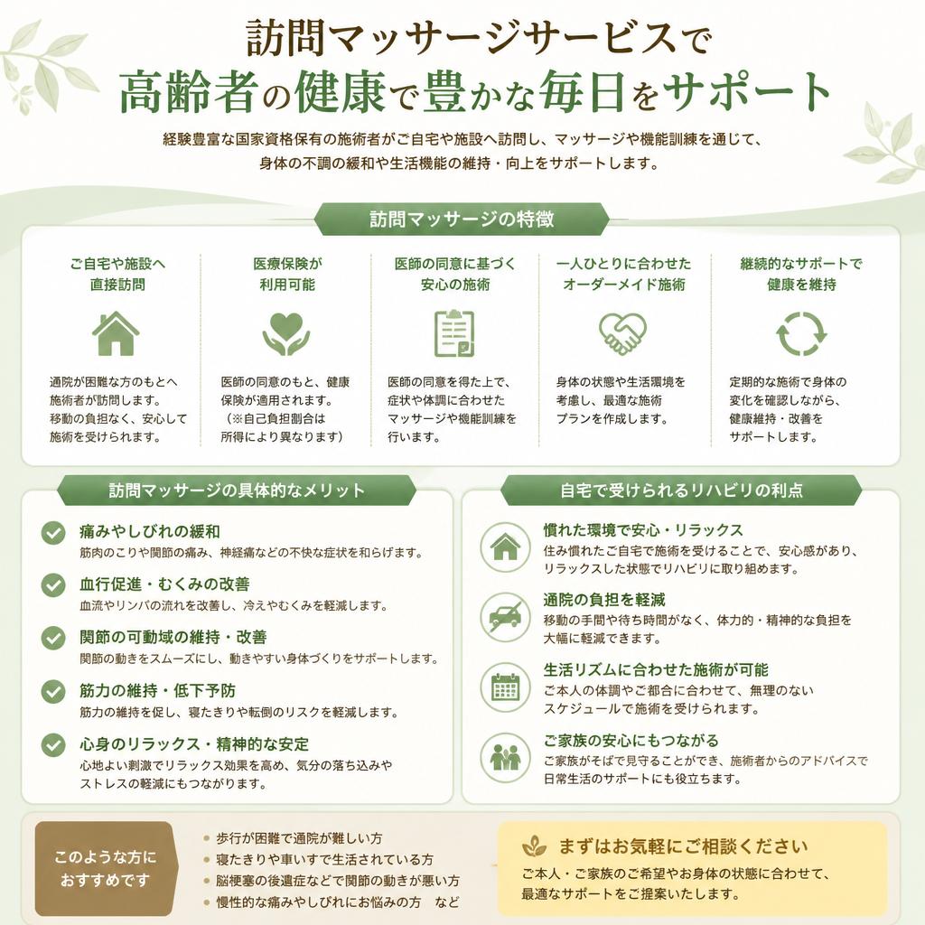 訪問マッサージの特徴とメリット