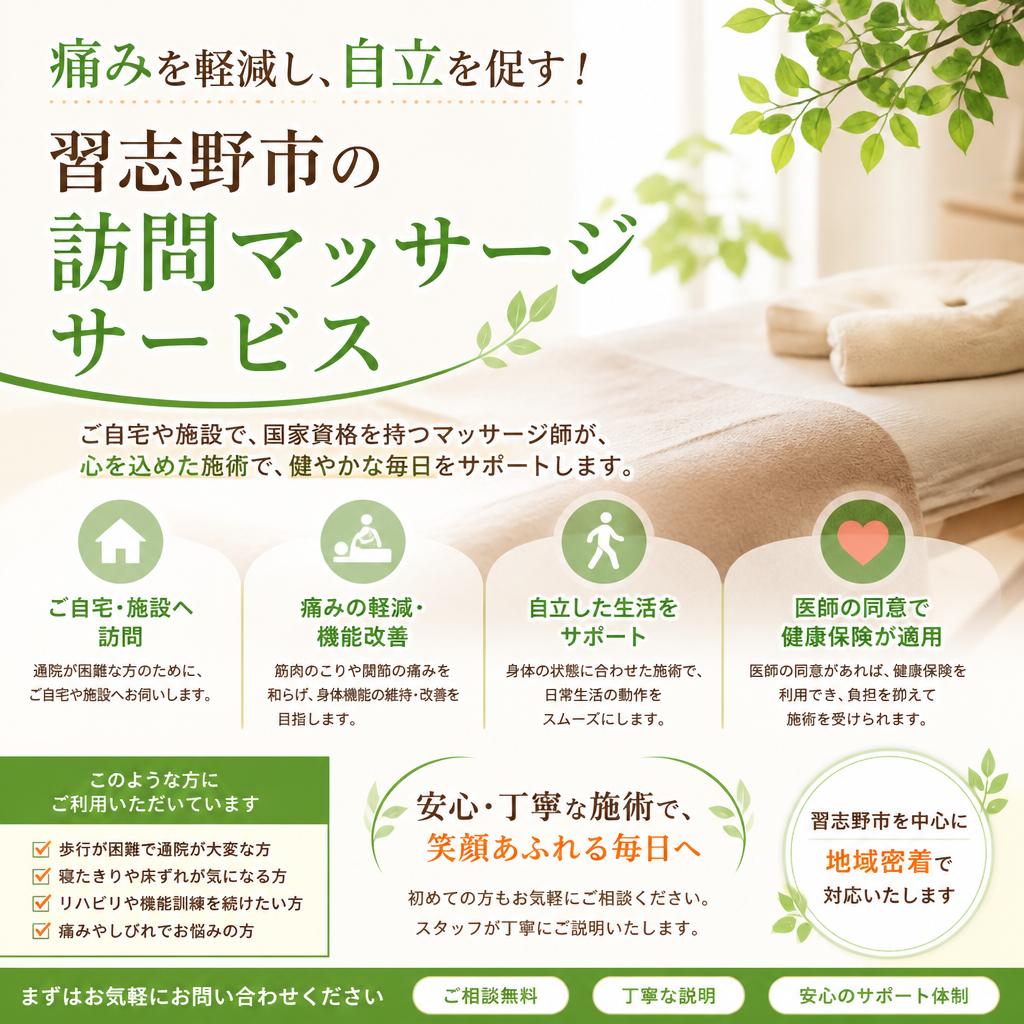 痛みを軽減し、自立を促す！習志野市の訪問マッサージサービス