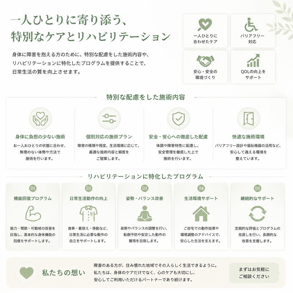身体障害者への特化した支援