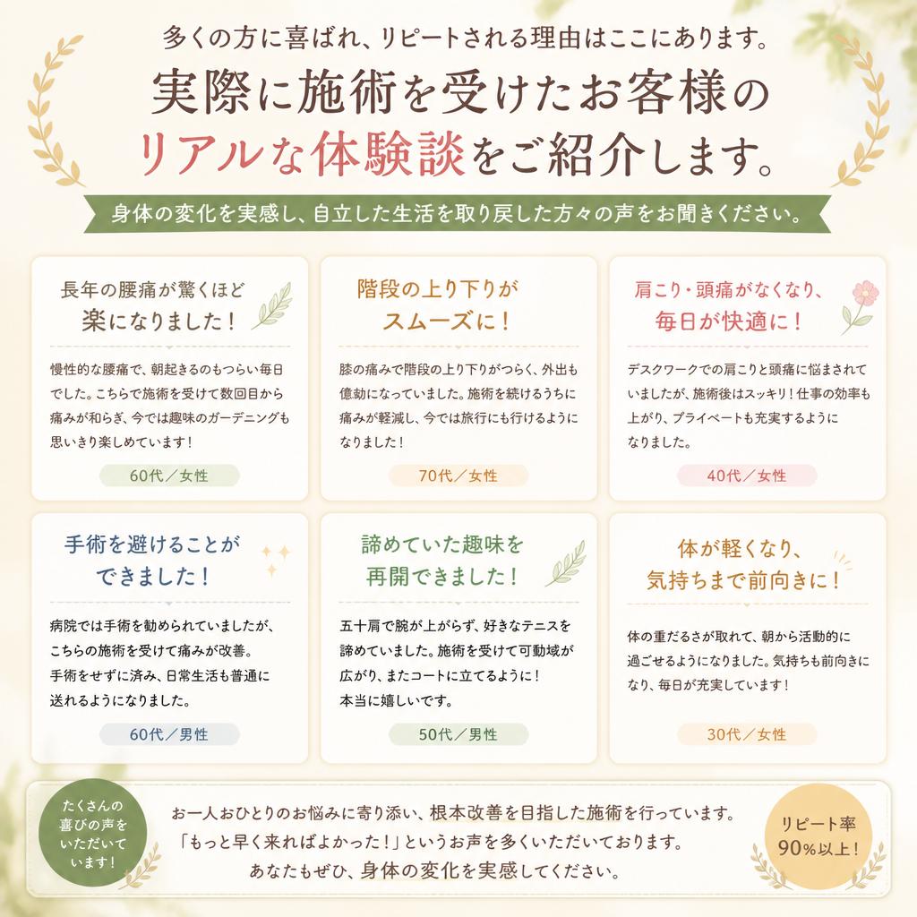 施術実績とお客様の声