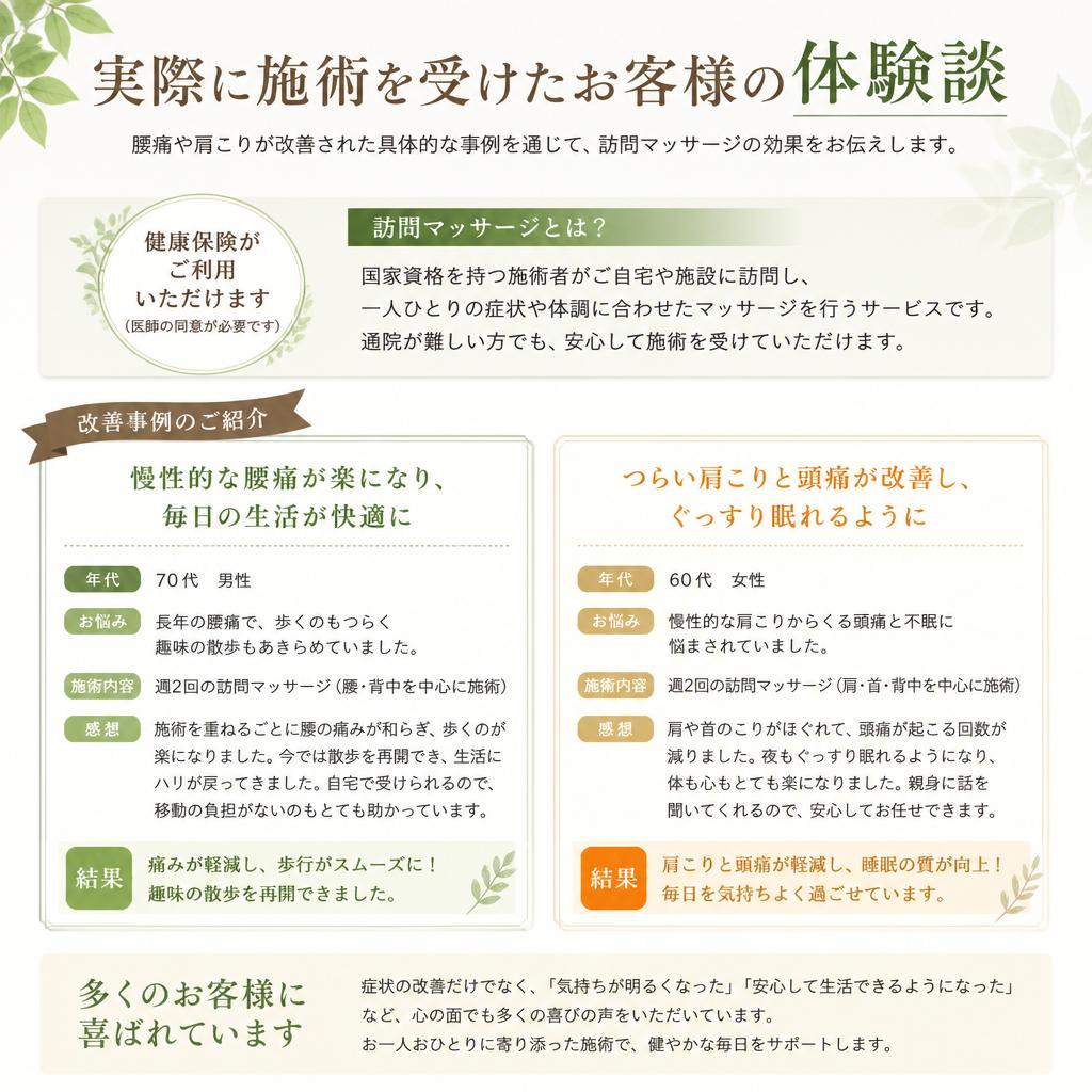 事例紹介:施術を受けたお客様の声